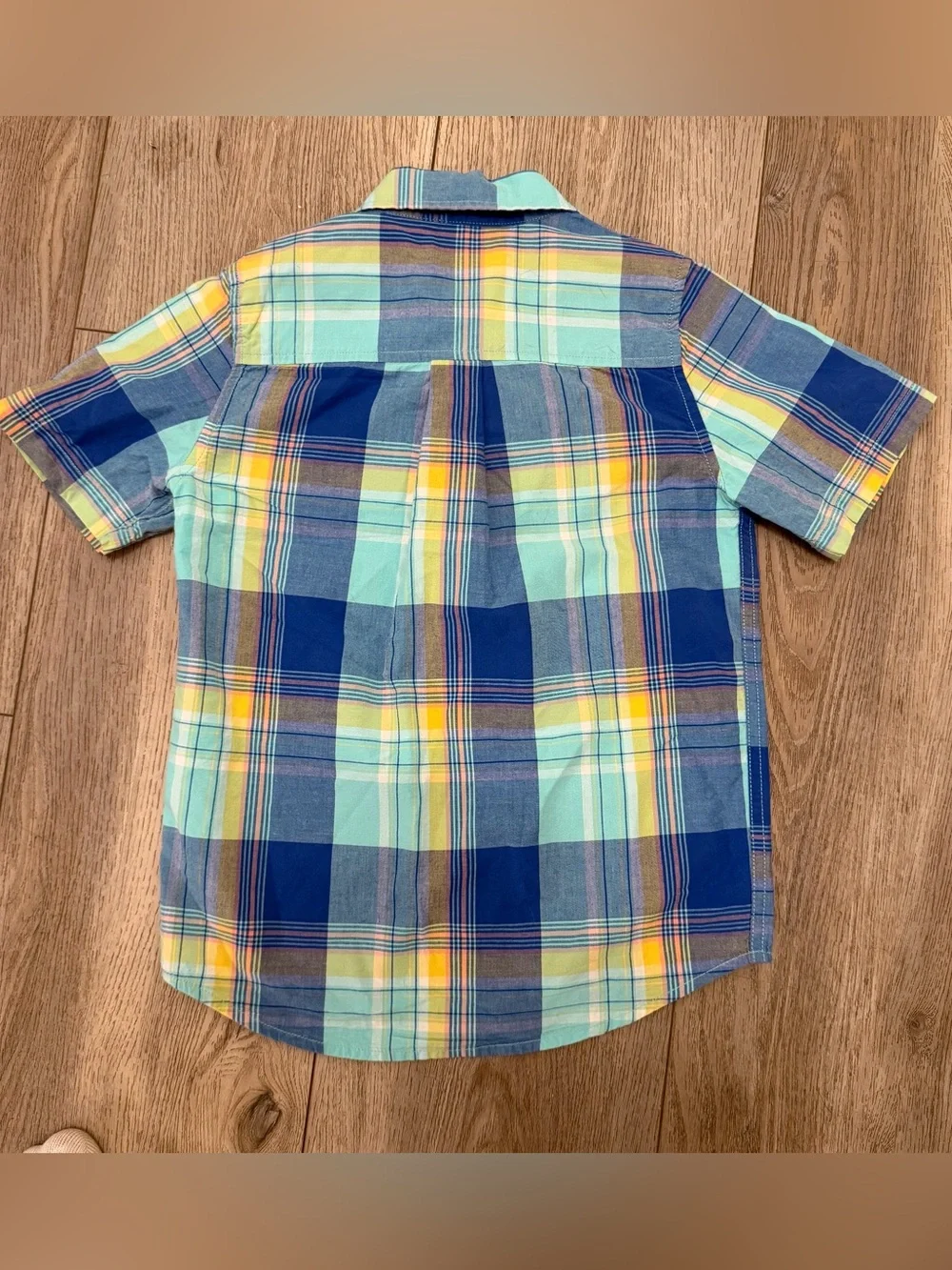 The Children's Place Blue, Teal & Yellow Plaid Short-Sleeve Button-Down Shirt